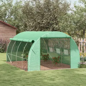 Outsunny 4 x 3 x 2 m Polytunnel Greenhouse Pollytunnel Tent Steel Frame Green