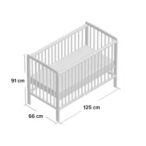 Sydney Cot with Mattress White