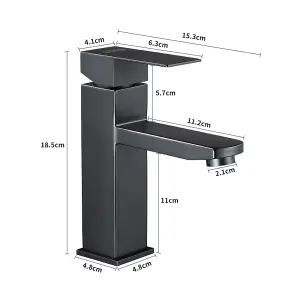 Matte Black Stainless Steel Bathroom Basin Mixer Taps with Hose Pipes