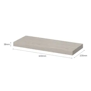 GoodHome Cusko Oak effect oak effect Rectangular Floating shelf (L)60cm x (D)23.5cm