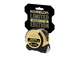 Komelon 5m Gold PowerBlade II Tape Measure with Free Leveling Tool