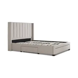 Savannah Natural Oat Upholstered Storage - King Size 5ft Drawer Bed Frame Only