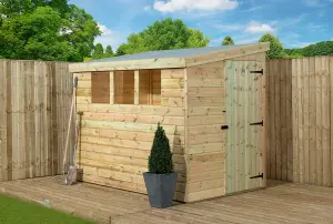 Empire 3000  Pent 7x5 pressure treated tongue and groove wooden garden shed door right side panel (7' x 5' / 7ft x 5ft) (7x5)