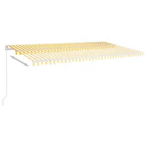 Berkfield Manual Retractable Awning with LED 600x350 cm Yellow and White