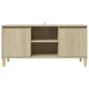 Berkfield TV Cabinet with Solid Wood Legs Sonoma Oak 103.5x35x50 cm