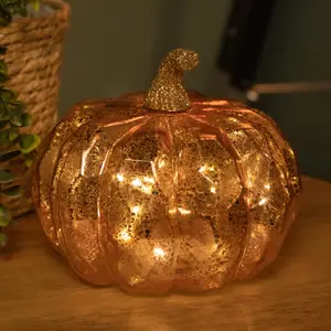 17cm Battery Operated Light up Glass Pumpkin Halloween Decoration with Warm White LEDs