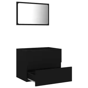 Berkfield 2 Piece Bathroom Furniture Set Black Engineered Wood