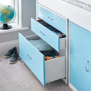 Lacy Blue Storage Mid Sleeper Bed