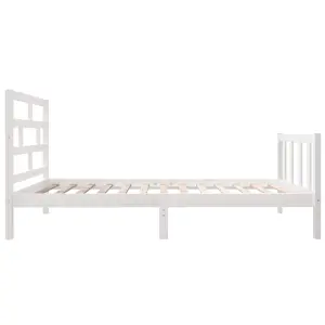 Berkfield Bed Frame White Solid Wood Pine 90x190 cm 3FT Single