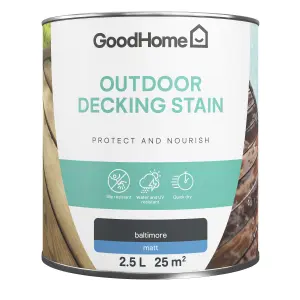 GoodHome Baltimore Matt Quick dry Decking Wood stain, 2.5L