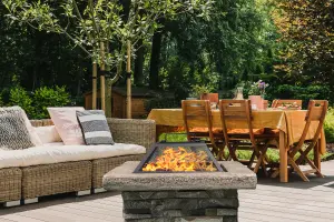 Centurion Supports Fireology VIETRI Majestic Garden Fire Pit Brazier and Barbecue with Eco-Stone Finish