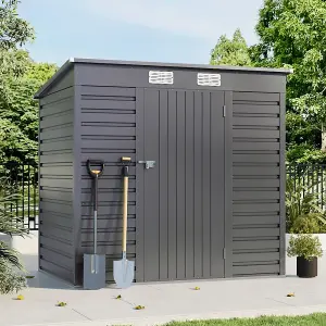 Outdoor Garden Bicycle Metal Storage Shed with Dual Doors Charcoal Black