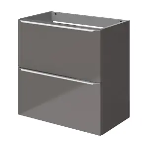 GoodHome Imandra Slimline Gloss Warm Grey Wall-mounted Bathroom Cabinet (H) 600mm (W) 600mm