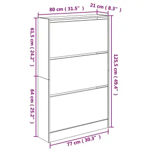 Berkfield Shoe Cabinet Grey Sonoma 80x21x125.5 cm Engineered Wood