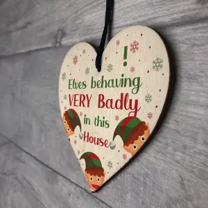 Funny ELF Sign Hanging Christmas Decoration Elf Accessories Daughter Son Gift