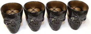 4Pcs Halloween Clear Skull Shot Glasses - Spooky 55ml Tableware, Striking Decor