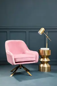 Interiors by Premier Pink Velvet Arm Chair, Luxury Velvet Upholstered Accent Chair, Comfortable Armchair for Home, Office