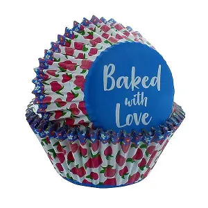 Baked With Love Rose Bud Muffin and Cupcake Cases (Pack of 25) Blue/Pink (One Size)