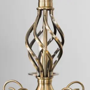 ValueLights Memphis Style Antique Brass Barley Twist 5 Way Ceiling Light Chandelier with 5 4w SES E14 LED Cool White Bulb