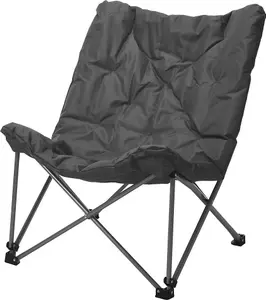 URBNLIVING 90cm Height Padded Portable Lightweight Folding Oversized Camping Chair & Bag Shoulder Strap Grey