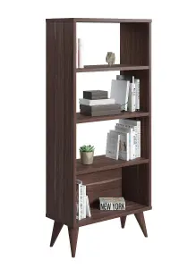 Soho Bookcase Free Standing Storage Shelf, 54 x 25 x 121 cm 4 Tier Display Shelves, Bookshelf, Open Cabinet, Walnut