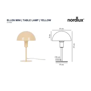 Nordlux Ellen Indoor Bedroom Living Dining Office Mini Table Lamp Light in Yellow (Diam) 16cm