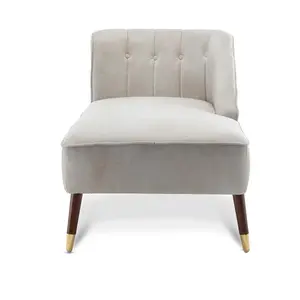 Right Hand Chaise Lounge in Faux Leather Suede Cream