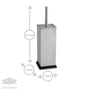 Harbour Housewares - Square Toilet Brush & Bin Set - Brushed Metal