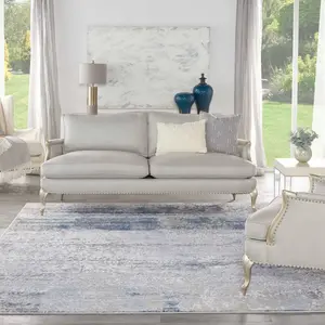 Blue Ivory Modern Abstract Rug Easy to clean Living Room Bedroom and Dining Room-160cm X 221cm