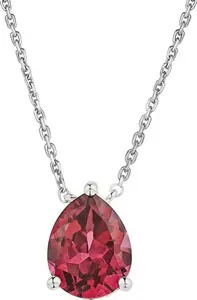 Astra 3.50Ct Lab Ruby And Diamond Solitaire Pear Cut Necklace In Silver