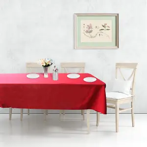 Neel Blue 70"x144" Inch Rectabgle Spun Polyester Table Cloth, Water Resistant Linen Table Cover, Red