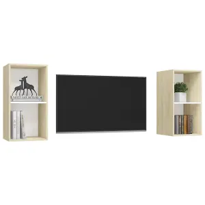 Berkfield Wall-mounted TV Cabinets 2 pcs White and Sonoma Oak Engineered Wood