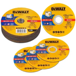 Dewalt 125mm 5.5" 1mm Thin INOX Metal Cutting Disc 22mm Bore Flat Disc x 25 Pack