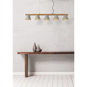 Lucide Possio Scandinavian Bar Pendant Light - 5xE14 - Taupe