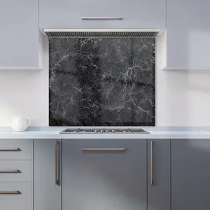 Slate Grey Quartz Effect Premium Glass Kitchen Splashback W600mm x H600mm