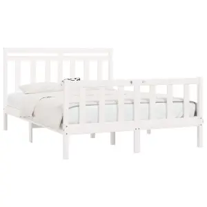 Berkfield Bed Frame White Solid Wood Pine 160x200 cm