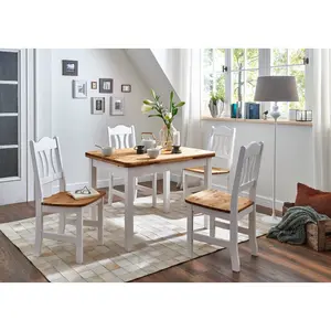 Southsea Extendable Pine Solid Wood Dining Table White/Leach-coloured / H74 x L77 x W104cm