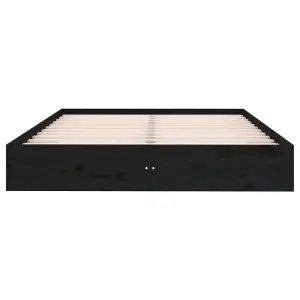 Berkfield Bed Frame Black Solid Wood 150x200 cm King Size