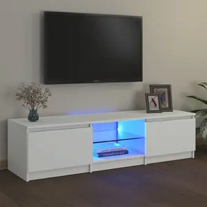 vidaXL TV Cabinet with LED Lights White 140x40x35.5 cm