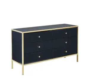 Birlea Fenwick 6 Drawer Chest Black & Gold