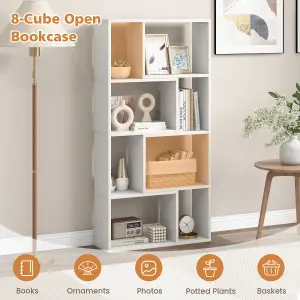 COSTWAY 5-Tier Geometric Bookshelf 120 CM Tall Bookcase Modern 8-Cube Display Shelving