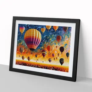 XH1022-6633X Hot Air Balloons Vol.3 Abstract - Single Picture Frame Painting Black / 25cm H x 34cm W x 2cm D