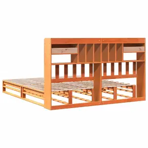 Berkfield Bookcase Bed without Mattress Wax Brown 200x200 cm Solid Wood Pine