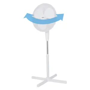 Igenix DF1655 Pedestal Fan, 16 Inch, 50 W, Oscillating, 3 Speeds, White