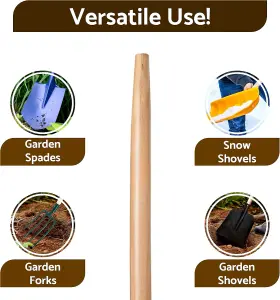 Premium Lacquered Shovel Handle - 100 cm / 39 inch Beechwood Shaft with Ergonomic T-Handle, Varnished for Moisture Protection