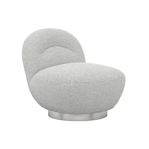 Langham Swivel Chair - Boucle Fabric - L86 x W76 x H78 cm - Cloud Grey - Fully Assembled