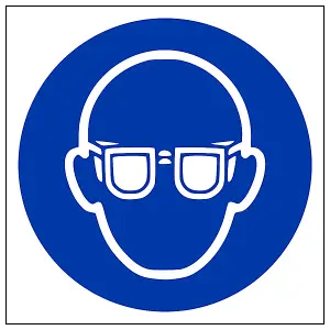 Eye Protection Logo PPE Mandatory Sign - Rigid Plastic 150x150mm (x3)