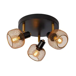 Lucide Maren Retro Ceiling Spotlight 37cm - 3xE14 - Matt Gold, Brass