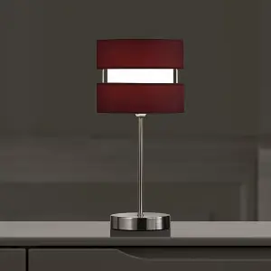 Table Lamp with Layer Fabric Light Shade in Wine