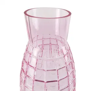 49cm Tall Pink Square Glass Vase